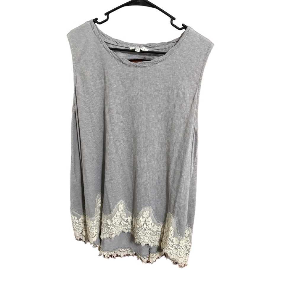 Women’s Umgee Gray Tank Top with Lace Size 2XL